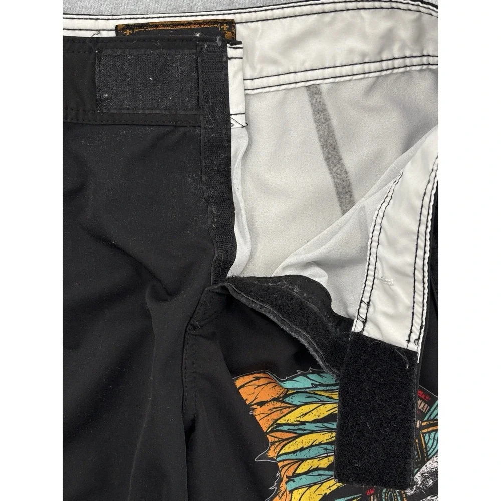 Rogue American Board Shorts Mens Black Skull Headdress Made USA 32 Waist